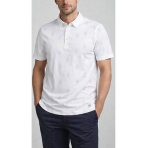 Linksoul Men's White Heather Quills Delray Palm‎ Print Polo Size M NWT